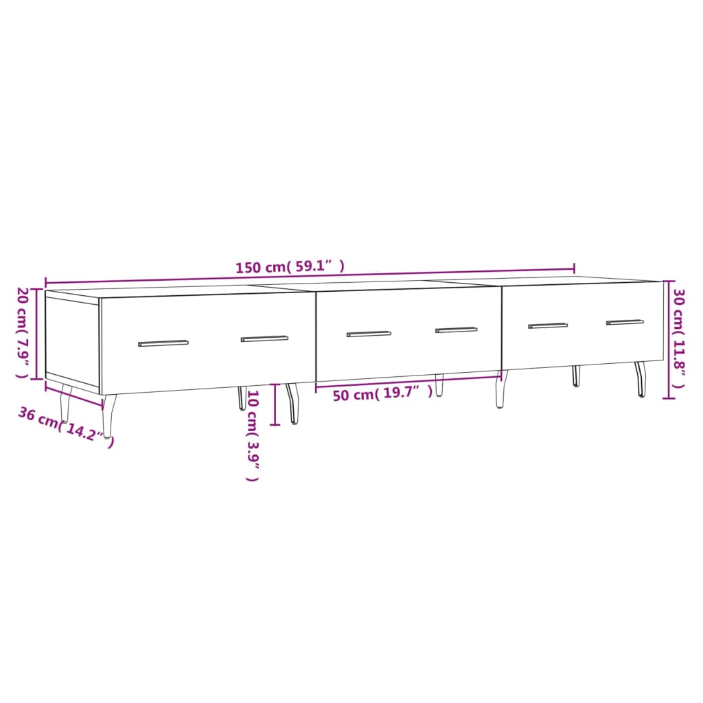 vidaXL TV skříňka betonově šedá 150 x 36 x 30 cm kompozitní dřevo