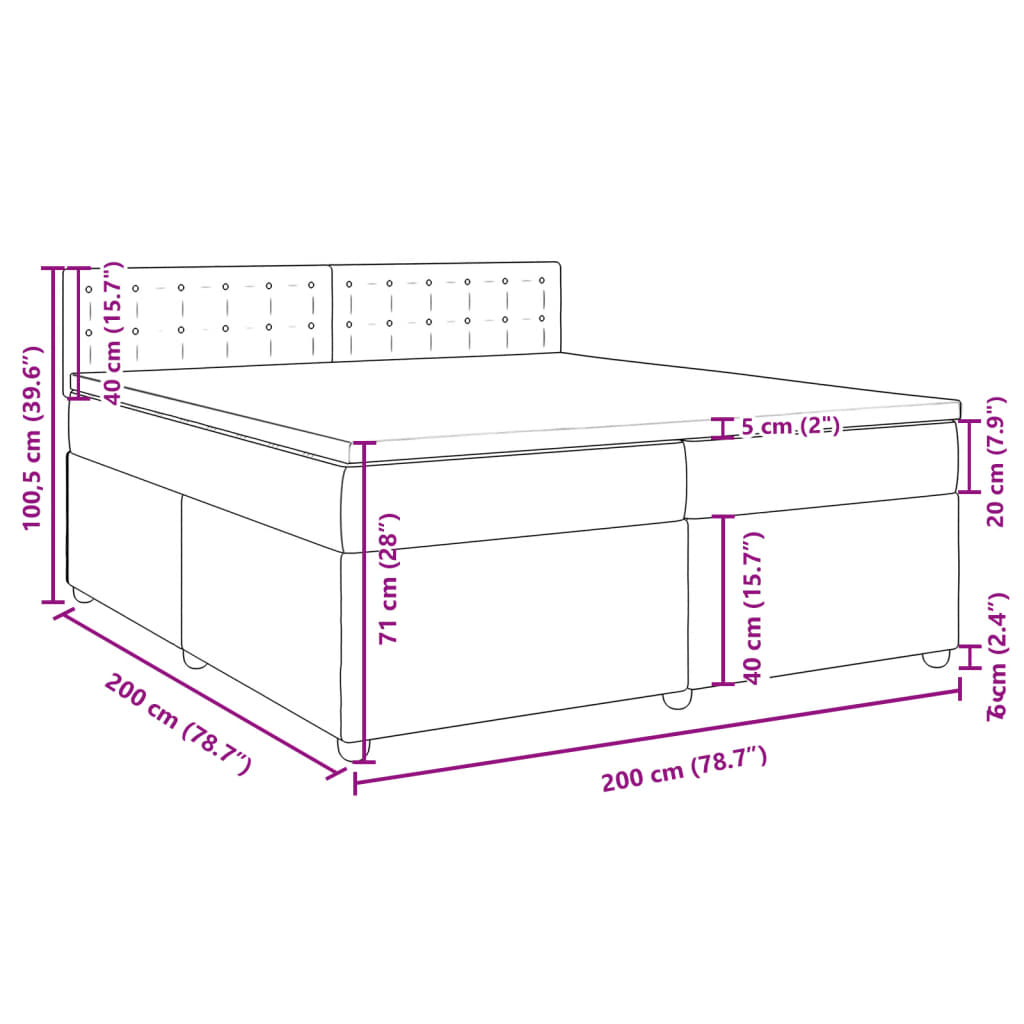 vidaXL Box spring postel s matrací světle šedá 200 x 200 cm textil