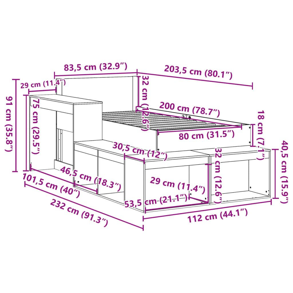 vidaXL Postel bez matrace bílá 80 x 200 cm masivní borovice