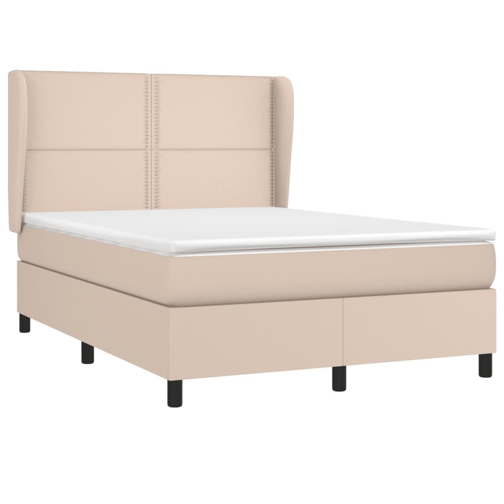 vidaXL Box spring postel s matrací cappuccino 140x200 cm umělá kůže