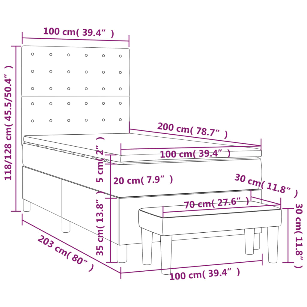 vidaXL Box spring postel s matrací černá 100x200 cm umělá kůže