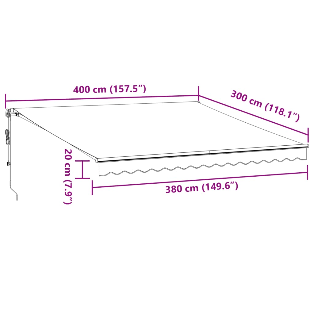 vidaXL Automatická zatahovací markýza antracitová a bílá 400 x 300 cm