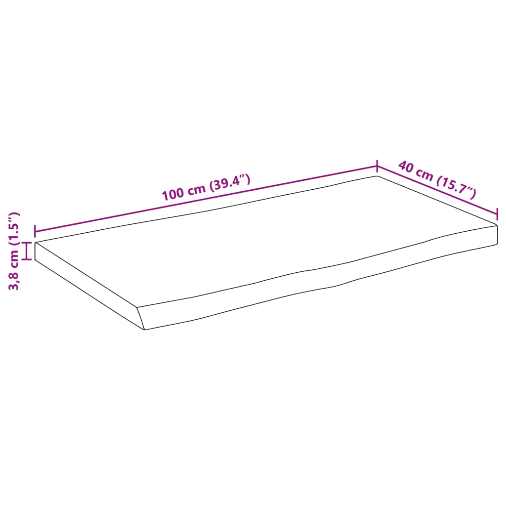 vidaXL Stolní deska živá hrana 100x40x3,8 cm masivní hrubý mangovník