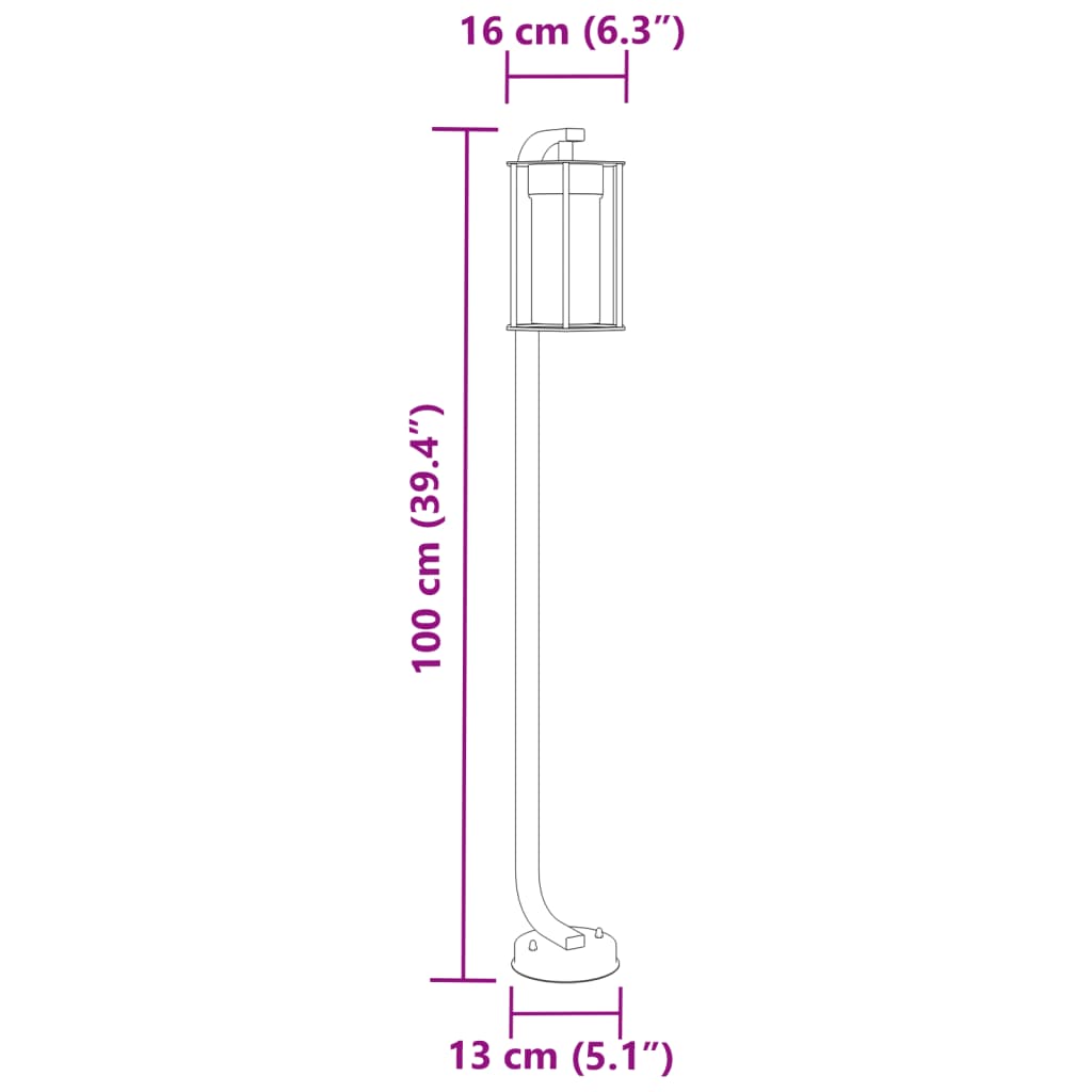 vidaXL Venkovní stojací lampy 3 ks černé 100 cm nerezová ocel