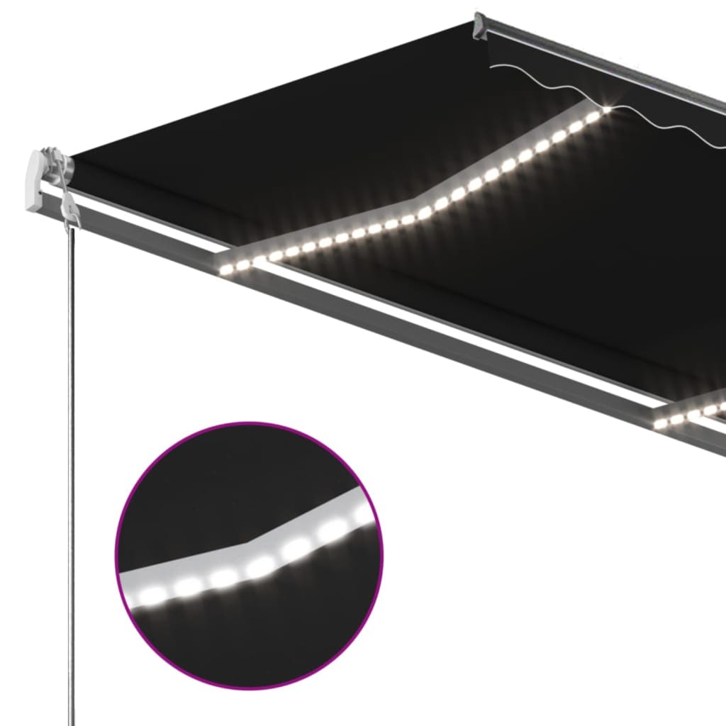 vidaXL Ručně zatahovací markýza s LED světlem 350 x 250 cm antracitová