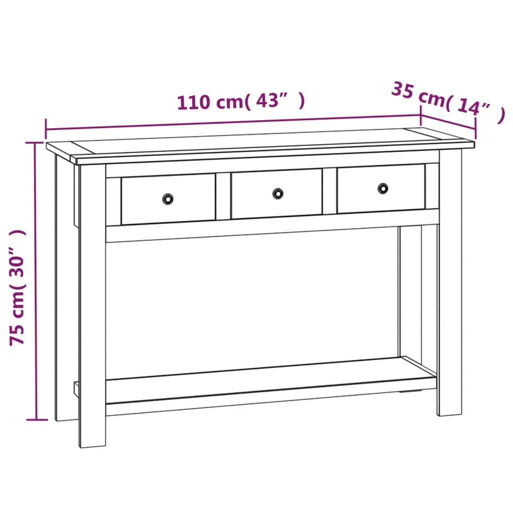 vidaXL Konzolový stolek 110 x 35 x 75 cm masivní dubové dřevo