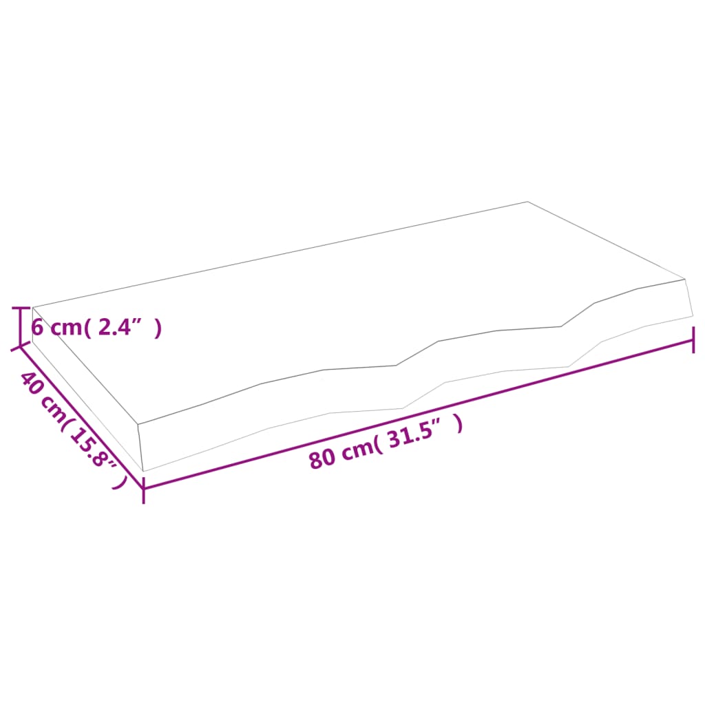 vidaXL Nástěnná police tmavě hnědá 80x40x(2-6)cm ošetřený masivní dub