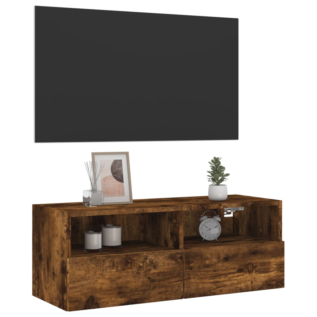 vidaXL Nástěnná TV skříňka kouřový dub 80x30x30 cm kompozitní dřevo