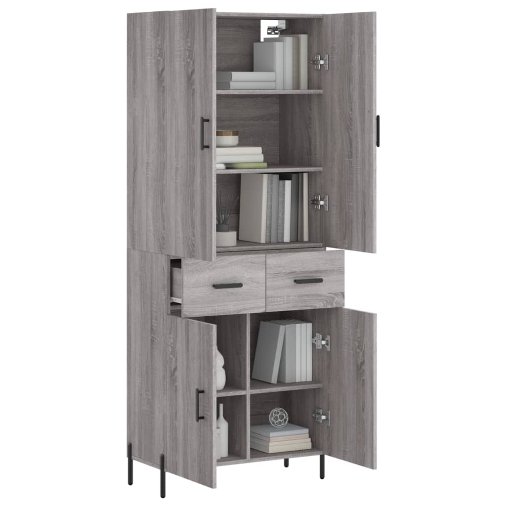 vidaXL Skříň highboard šedá sonoma 69,5 x 34 x 180 cm kompozitní dřevo