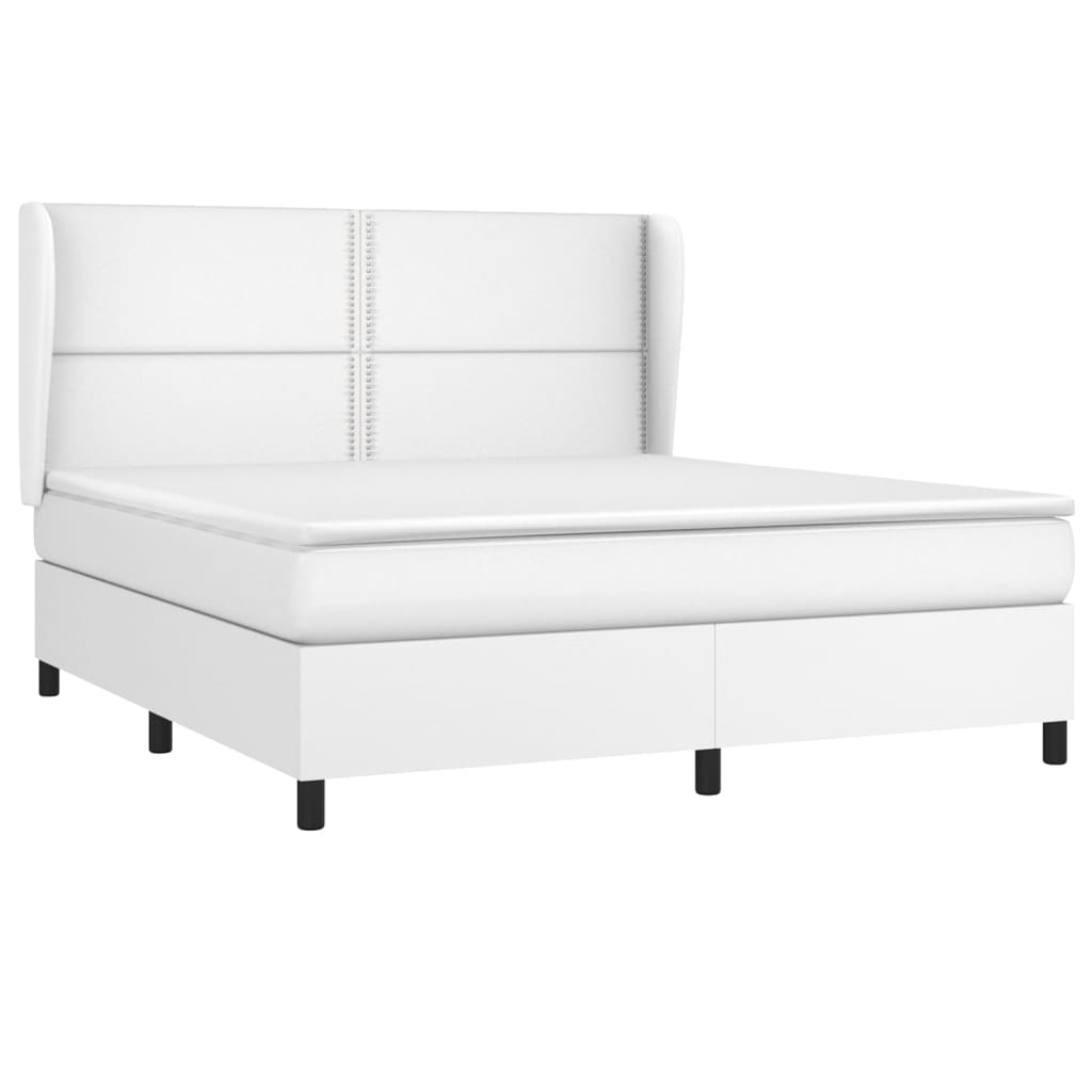 vidaXL Box spring postel s matrací bílá 160x200 cm umělá kůže