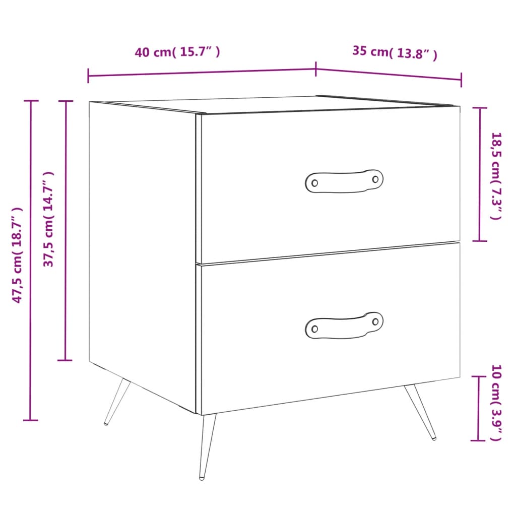 vidaXL Noční stolek bílý vysoký lesk 40x35x47,5 cm kompozitní dřevo