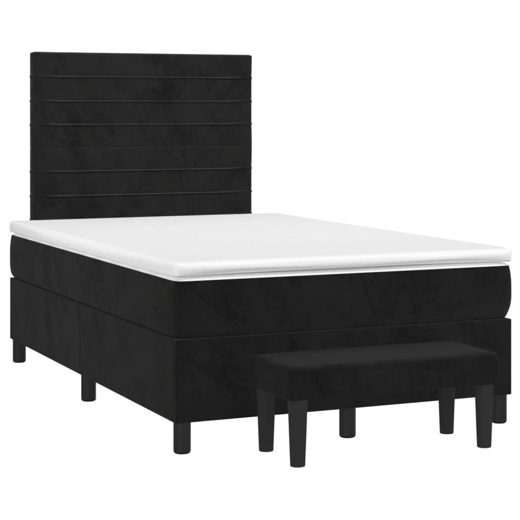 vidaXL Box spring postel s matrací černá 120 x 190 cm samet