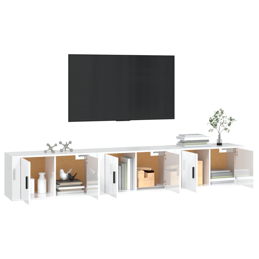 vidaXL Nástěnné TV skříňky 3 ks bílé s vysokým leskem 80x34,5x40 cm