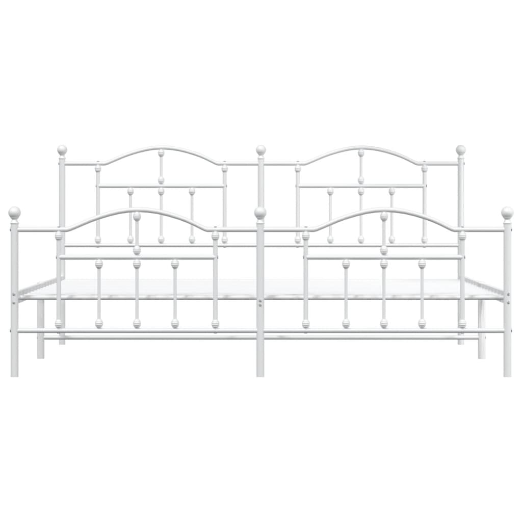 vidaXL Kovový rám postele s hlavovým a nožním čelem bílý 200 x 200 cm