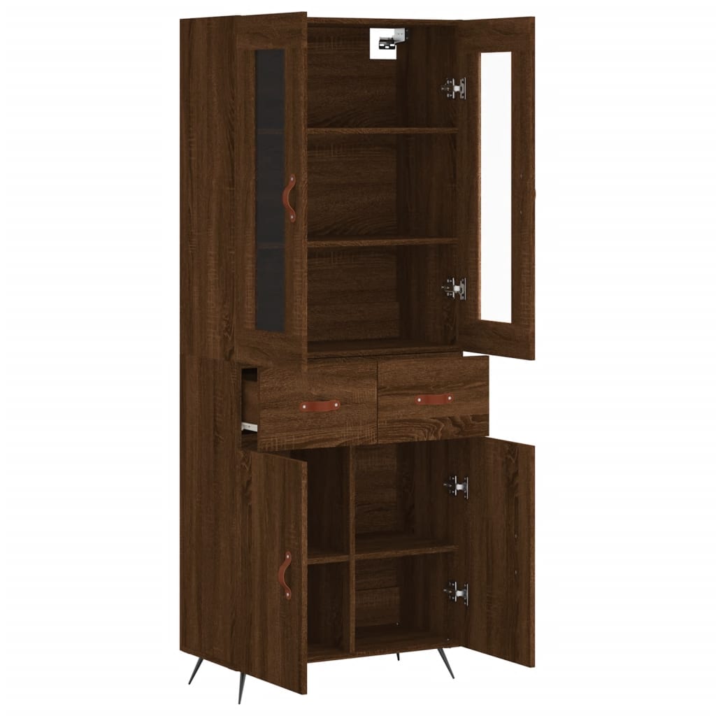 vidaXL Skříň highboard hnědý dub 69,5 x 34 x 180 cm kompozitní dřevo