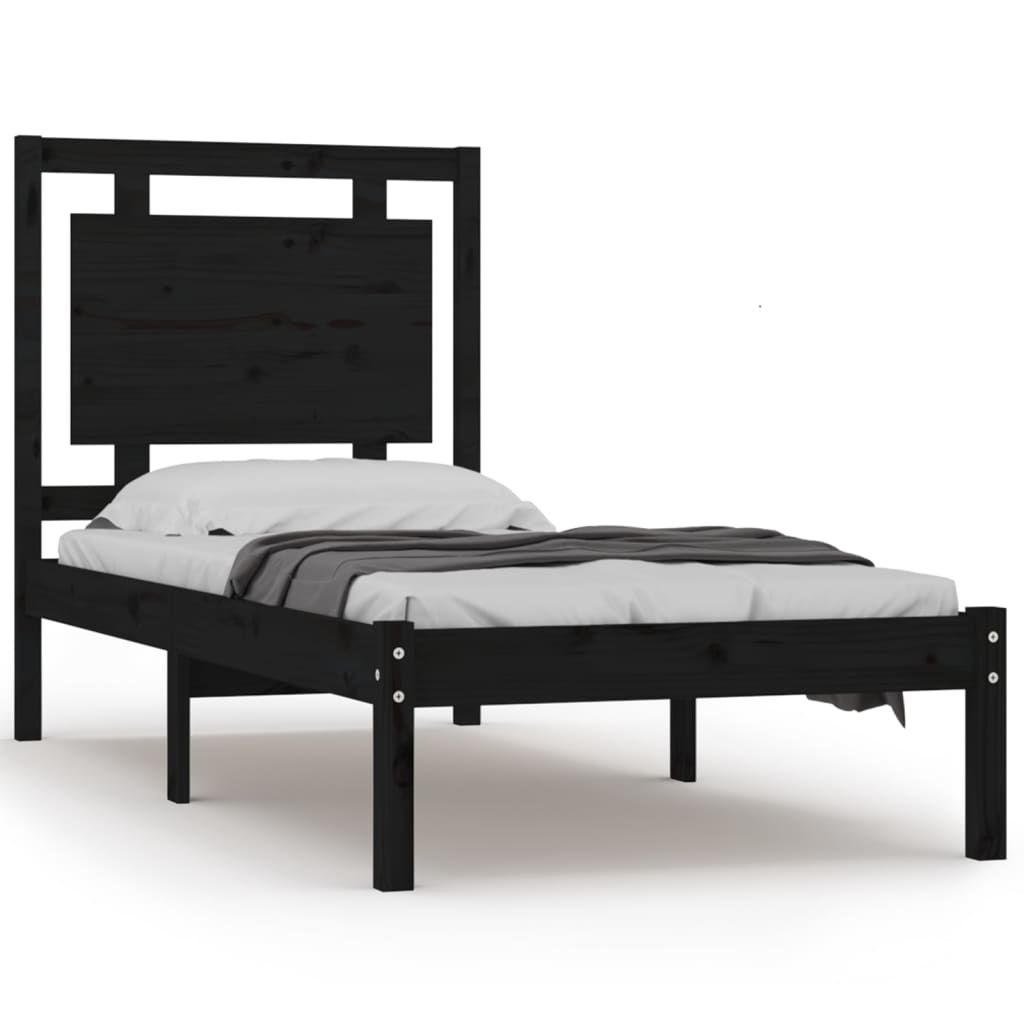 vidaXL Rám postele černý masivní dřevo 75 x 190 cm malé jednolůžko