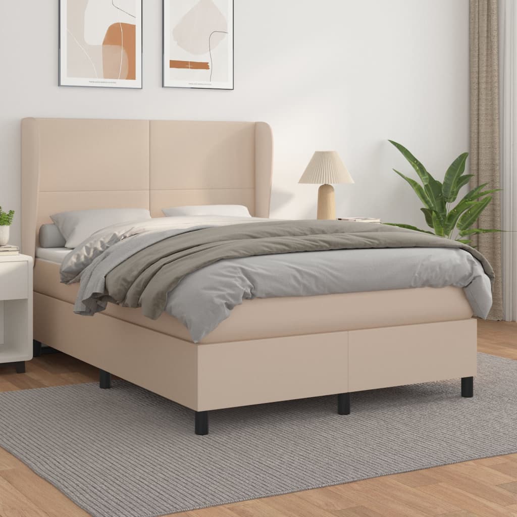 vidaXL Box spring postel s matrací cappuccino 140x200 cm umělá kůže