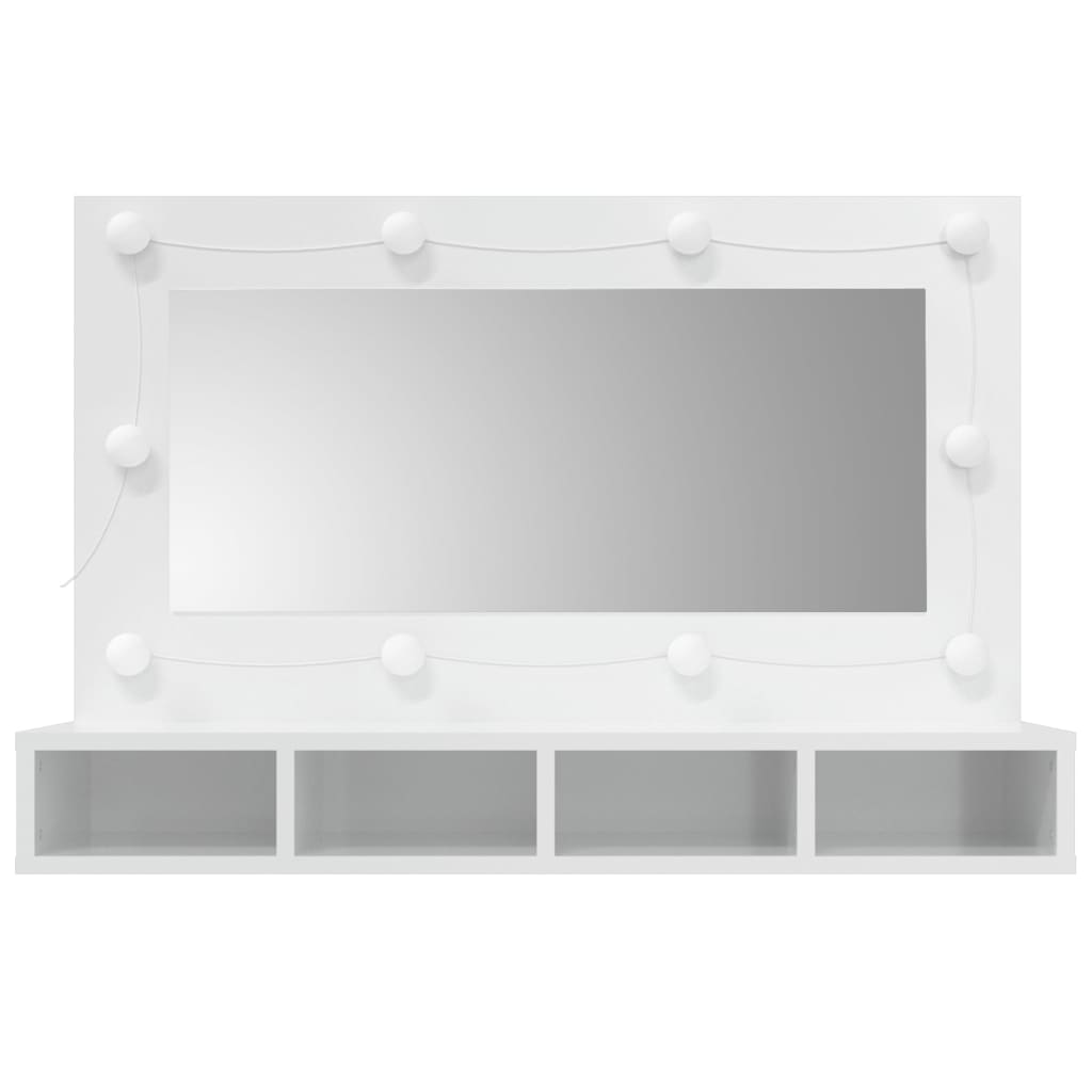 vidaXL Zrcadlová skříňka s LED bílá s vysokým leskem 90x31,5x62 cm