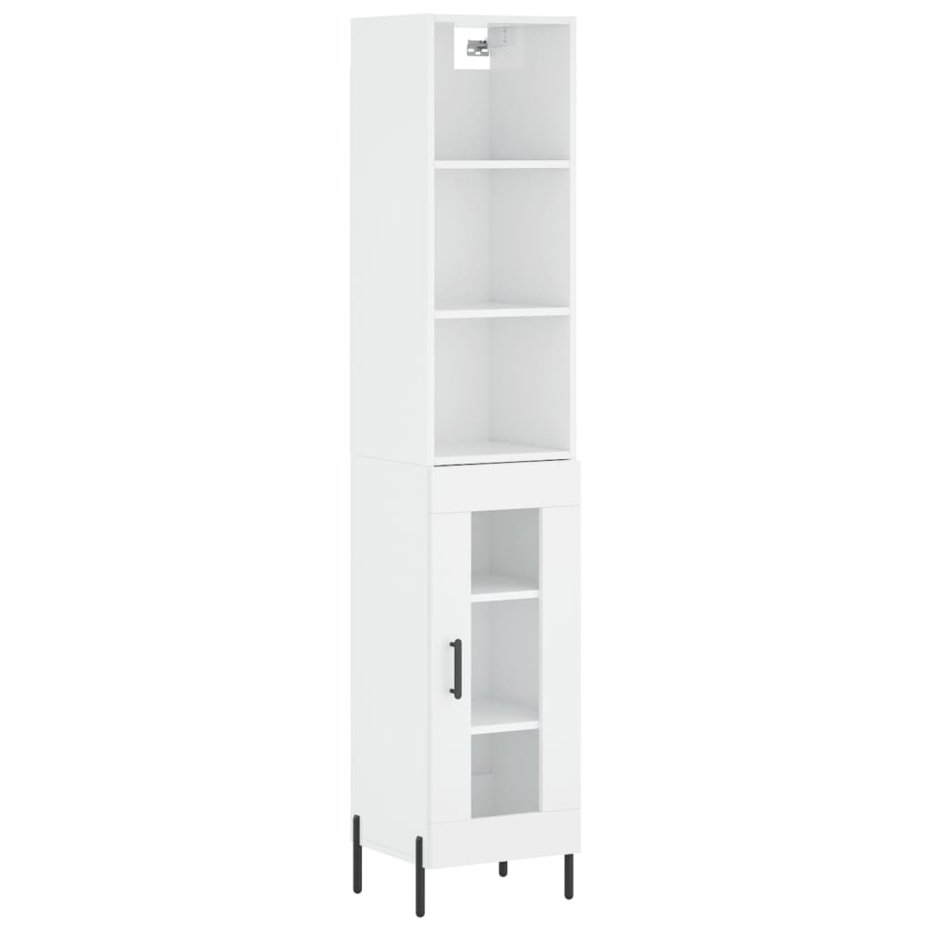 vidaXL Skříň highboard bílá s vysokým leskem 34,5x34x180 cm kompozit