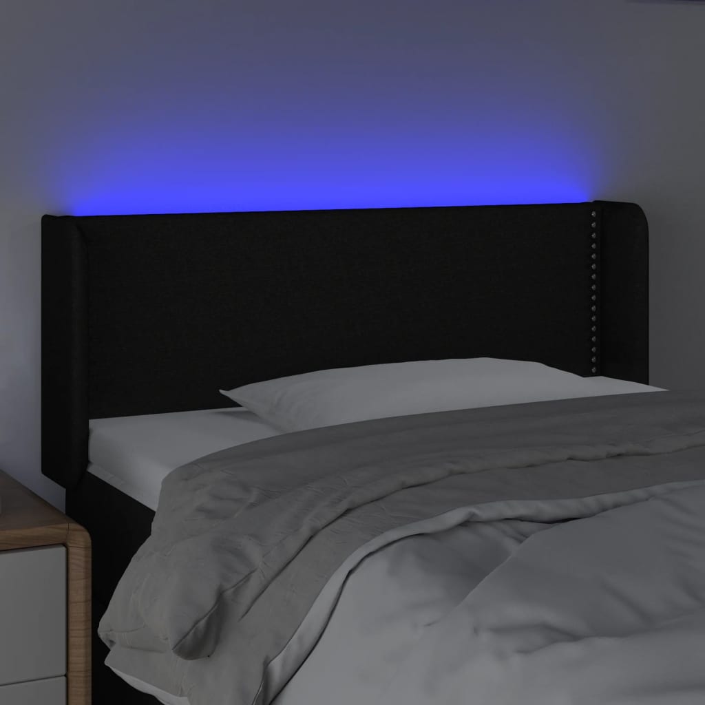 vidaXL Čelo postele s LED černé 83 x 16 x 78/88 cm textil