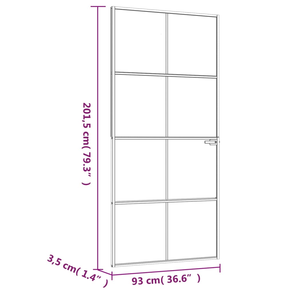 vidaXL Interiérové dveře bílé 93x201,5 cm tvrzené sklo a hliník úzké