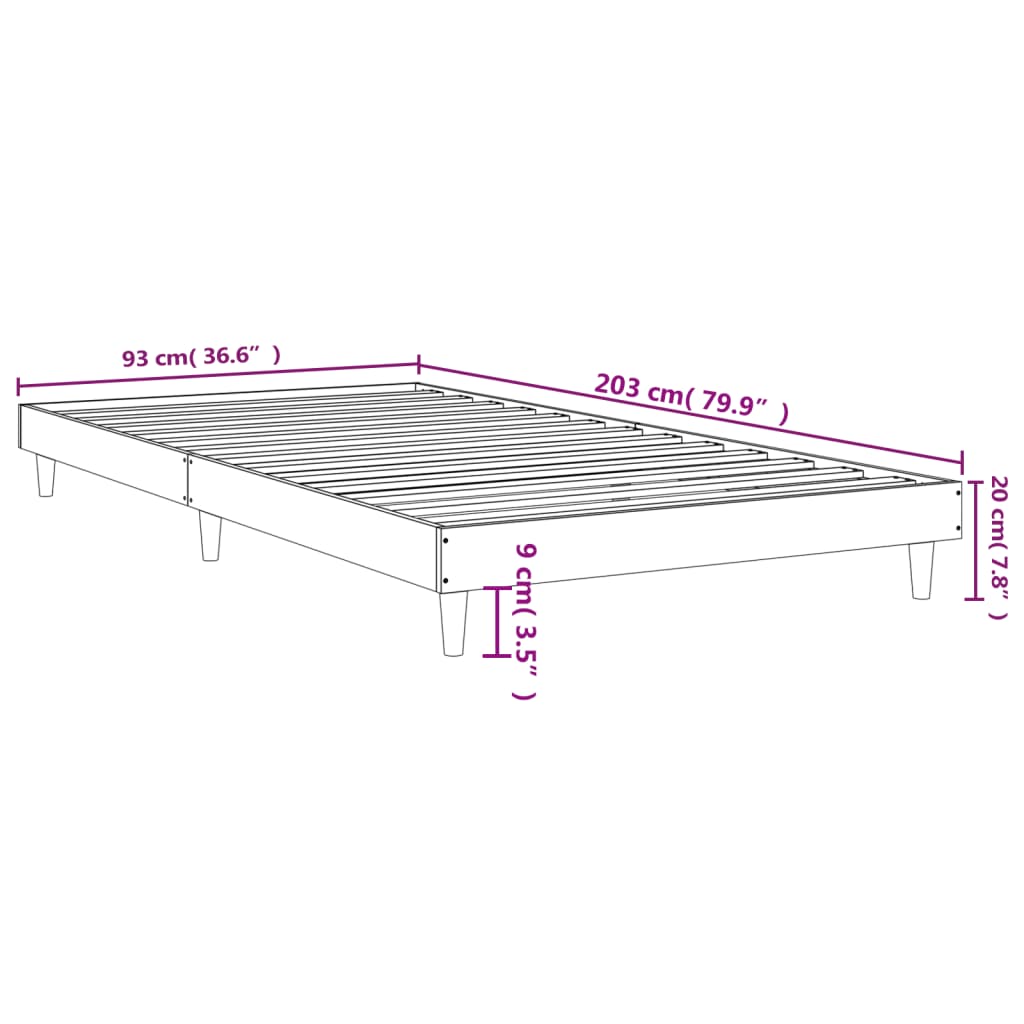 vidaXL Rám postele dub sonoma 90 x 200 cm kompozitní dřevo