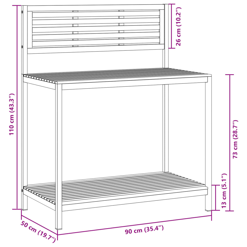 vidaXL Zahradní pracovní stůl 90 x 50 x 110 cm masivní akácie a ocel