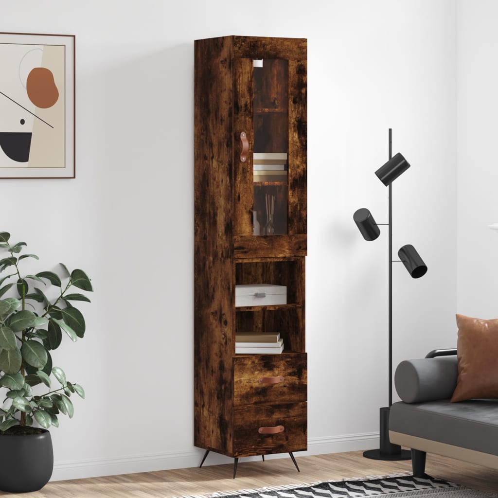 vidaXL Skříň highboard kouřový dub 34,5 x 34 x 180 cm kompozitní dřevo