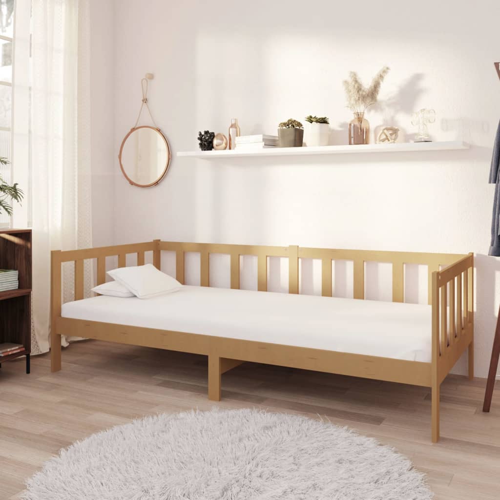 vidaXL Denní postel s matrací 90 x 200 cm medová masivní borové dřevo