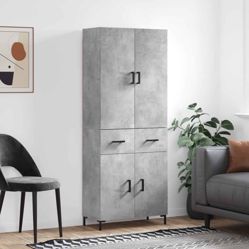 vidaXL Skříň highboard betonově šedá 69,5x34x180 cm kompozitní dřevo