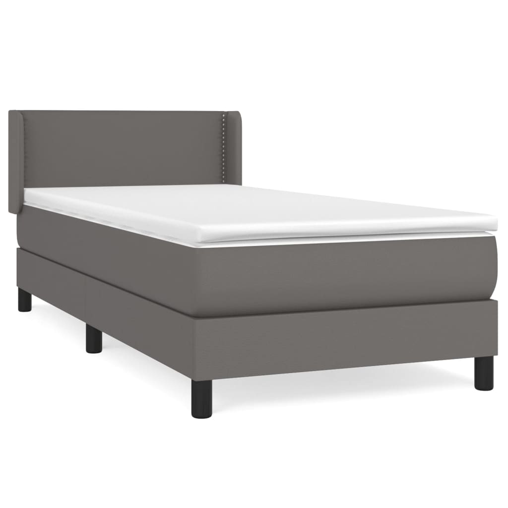 vidaXL Box spring postel s matrací šedá 80 x 200 cm umělá kůže