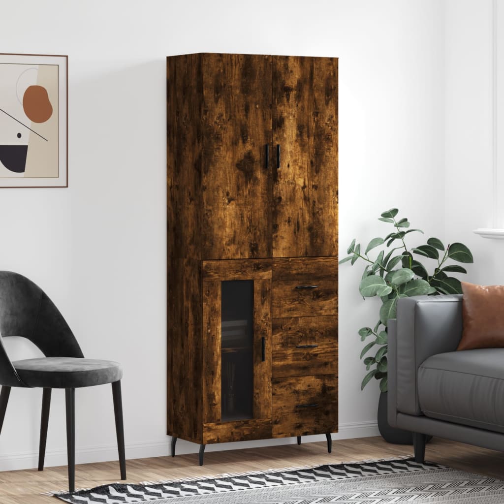 vidaXL Skříň highboard kouřový dub 69,5 x 34 x 180 cm kompozitní dřevo