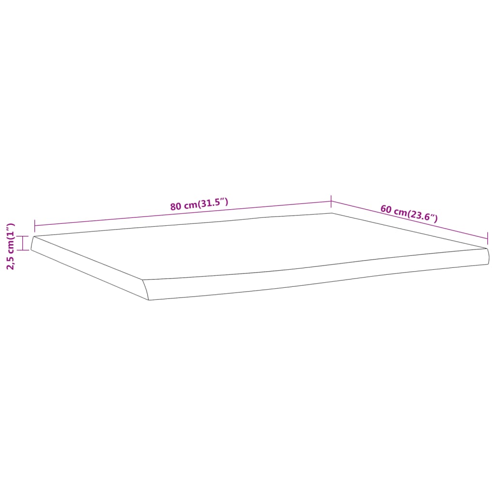 vidaXL Stolní deska 80x60x2,5 cm obdélník masivní akácie živá hrana