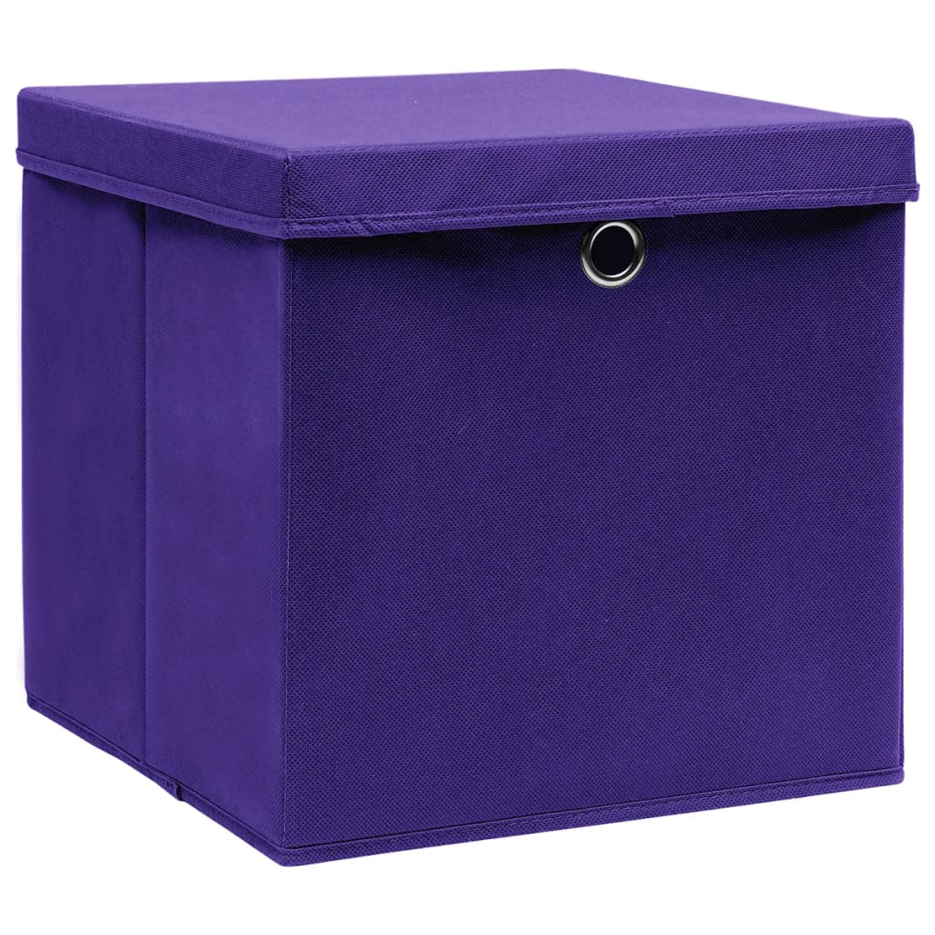 vidaXL Úložné boxy s víky 4 ks 28 x 28 x 28 cm fialové