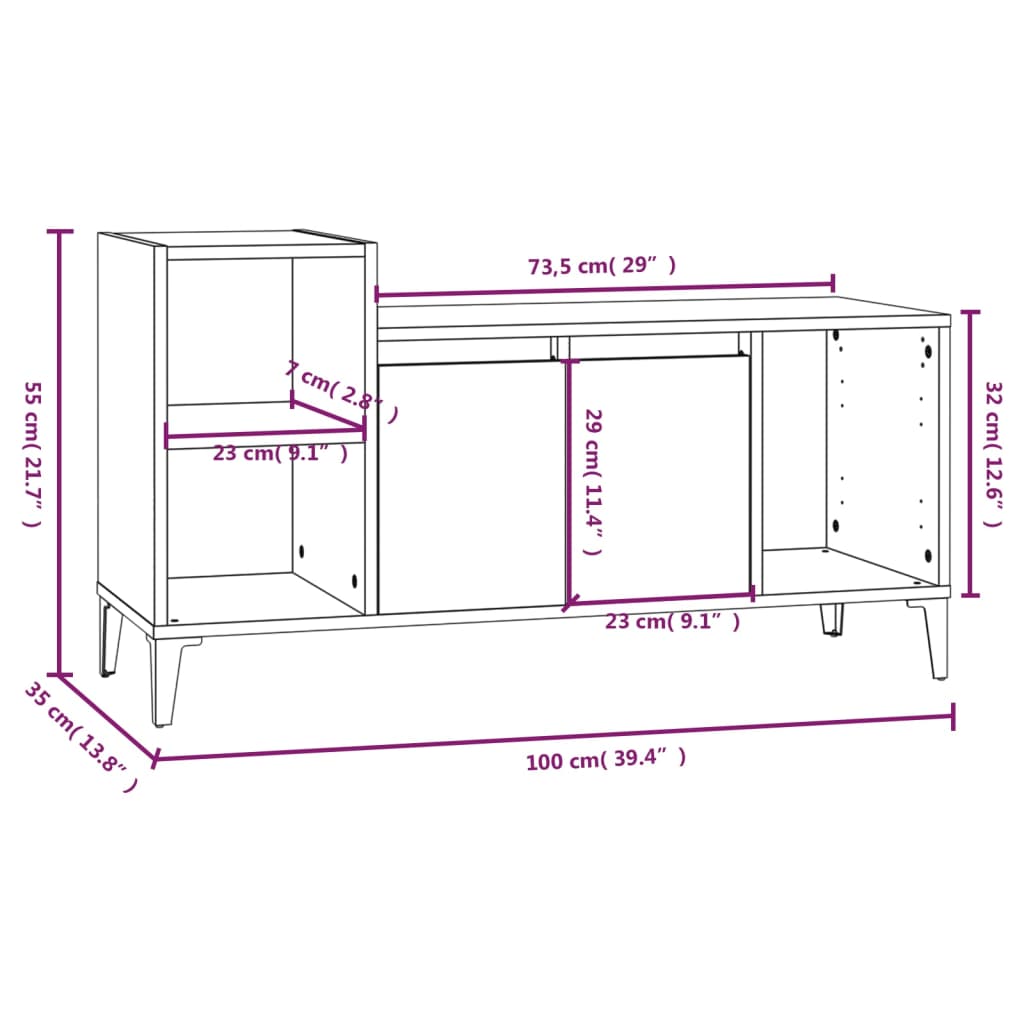 vidaXL TV skříňka šedá sonoma 100x35x55 cm kompozitní dřevo