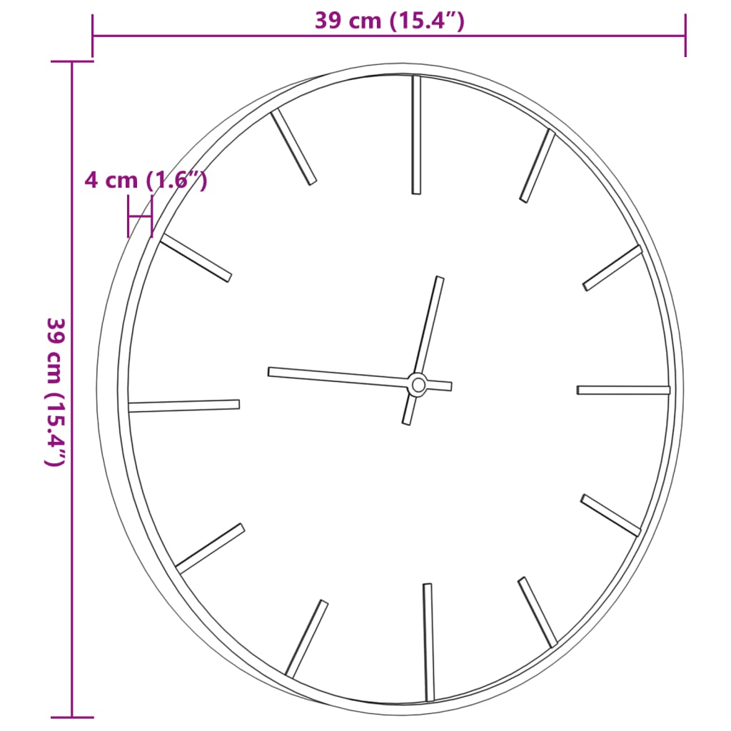 vidaXL Nástěnné hodiny hnědé Ø 39 cm železo a kompozitní dřevo