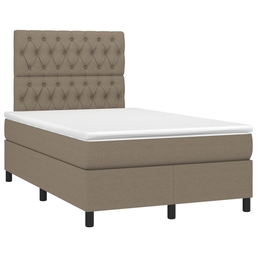 vidaXL Box spring postel s matrací a LED taupe 120 x 200 cm textil