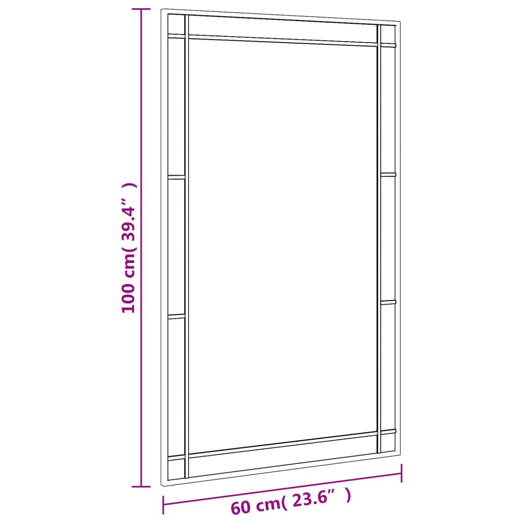 vidaXL Nástěnné zrcadlo černé 60 x 100 cm obdélník železo