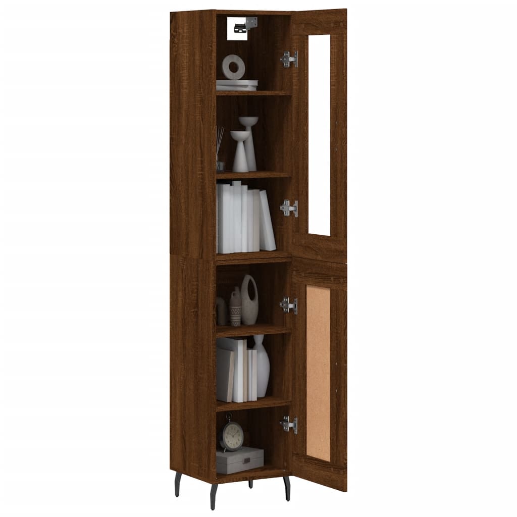 vidaXL Skříň highboard hnědý dub 34,5 x 34 x 180 cm kompozitní dřevo