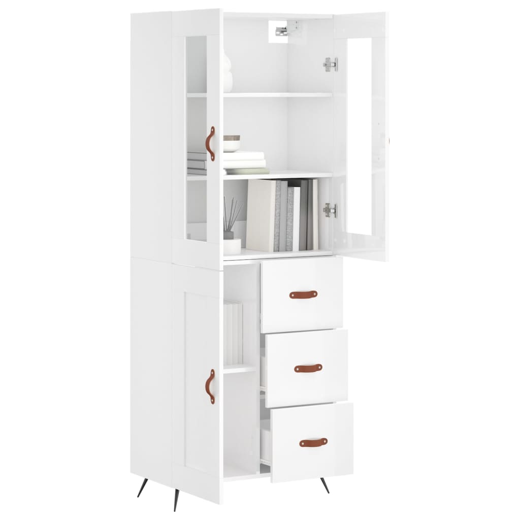 vidaXL Skříň highboard lesklá bílá 69,5 x 34 x 180 cm kompozitní dřevo