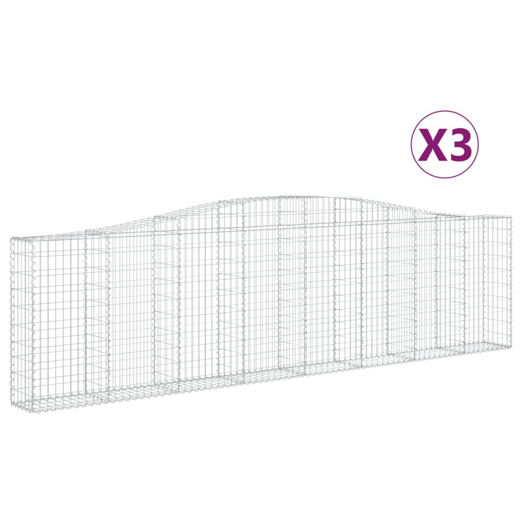 vidaXL Klenuté gabionové koše 3 ks 400x30x100/120cm pozinkované železo