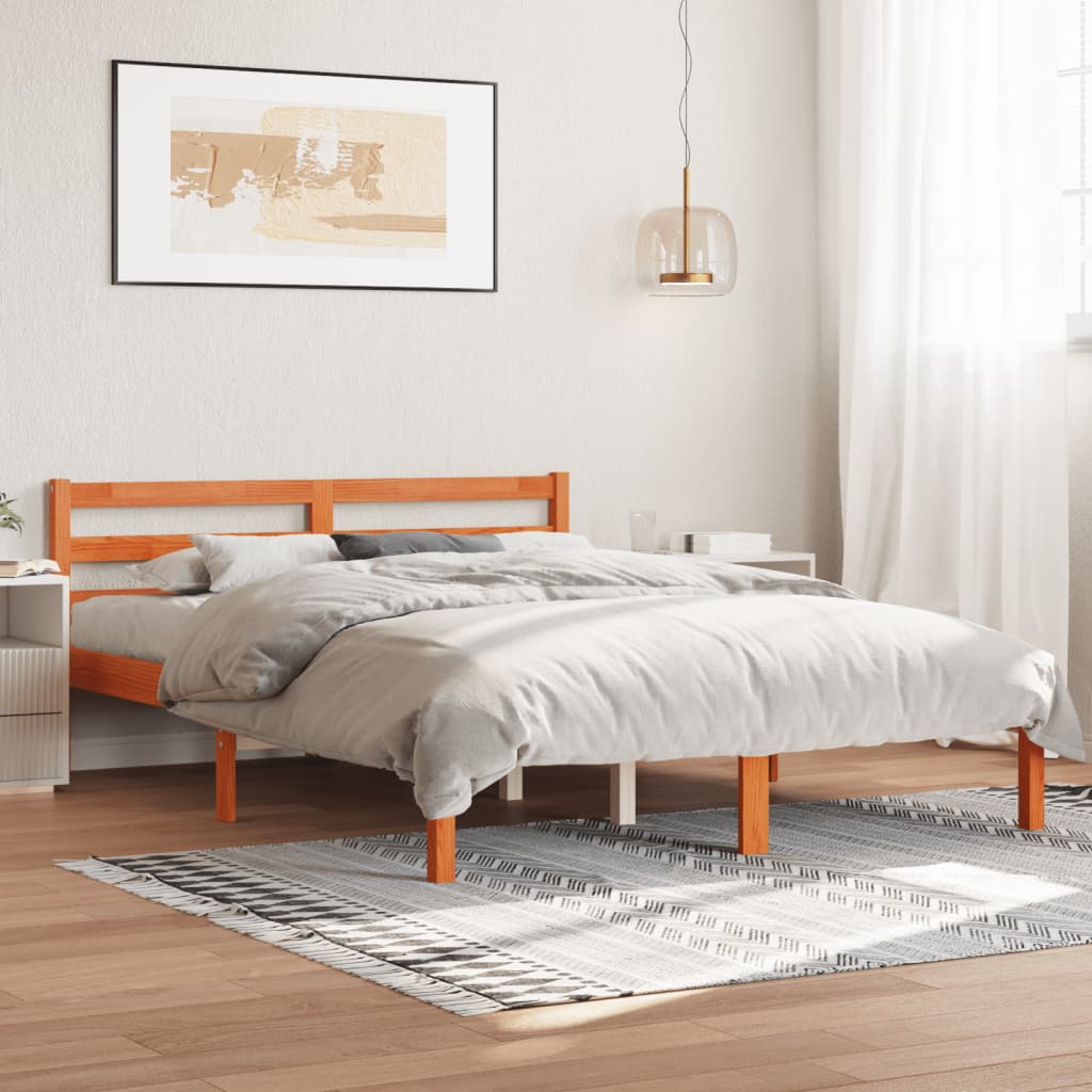 vidaXL Rám postele voskově hnědý 140 x 190 cm masivní borovice
