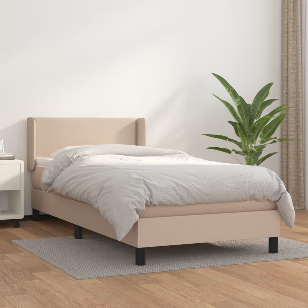 vidaXL Box spring postel s matrací cappuccino 100x200 cm umělá kůže