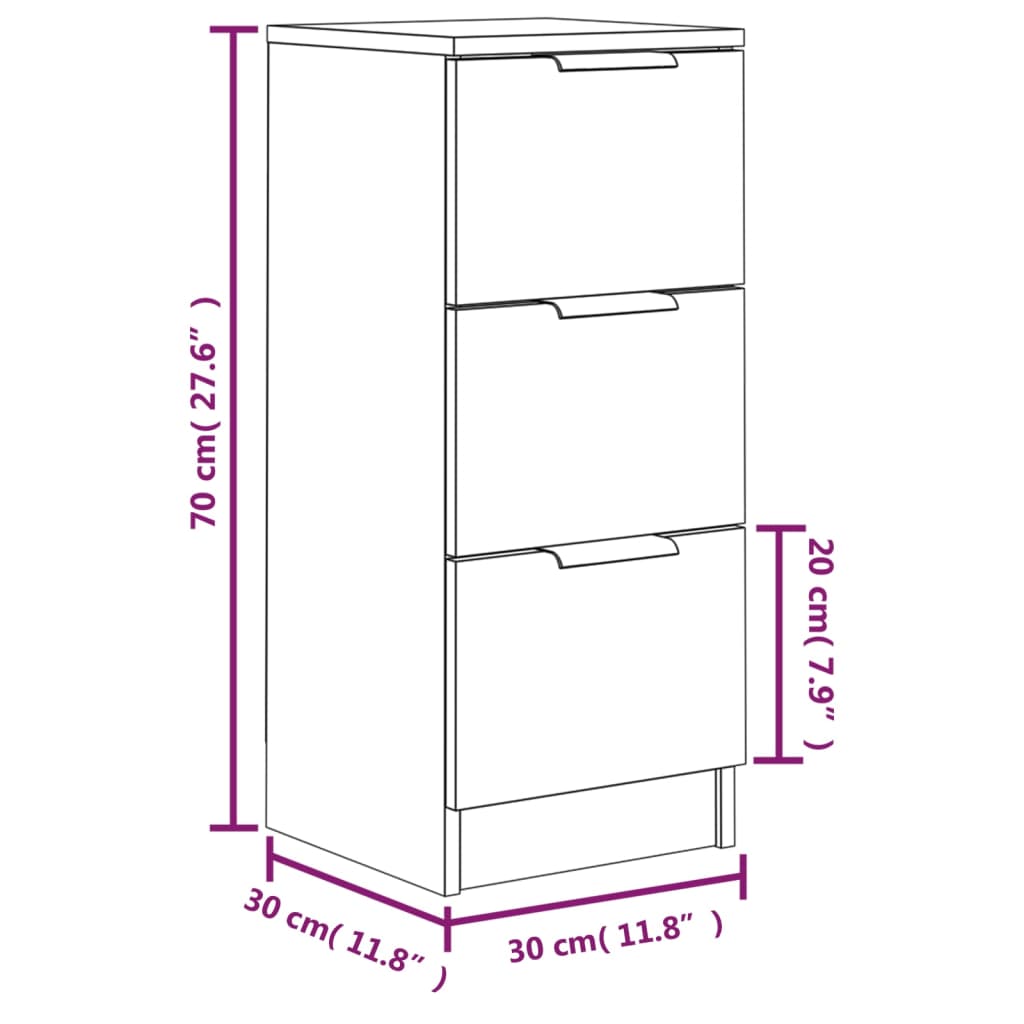 vidaXL Příborníky 2 ks kouřový dub 30 x 30 x 70 cm kompozitní dřevo