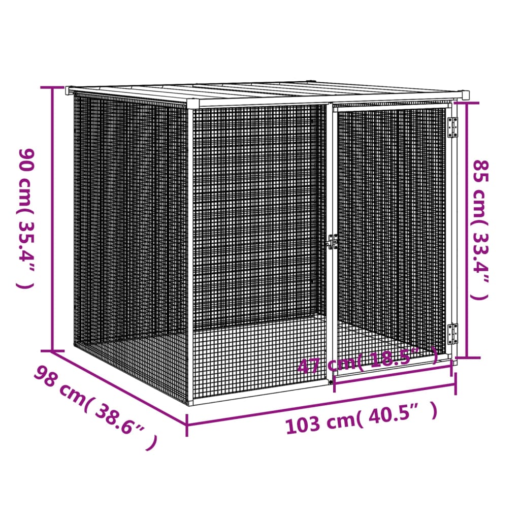 vidaXL Klec pro kuřata se střechou světle šedá 103 x 98 x 90 cm ocel