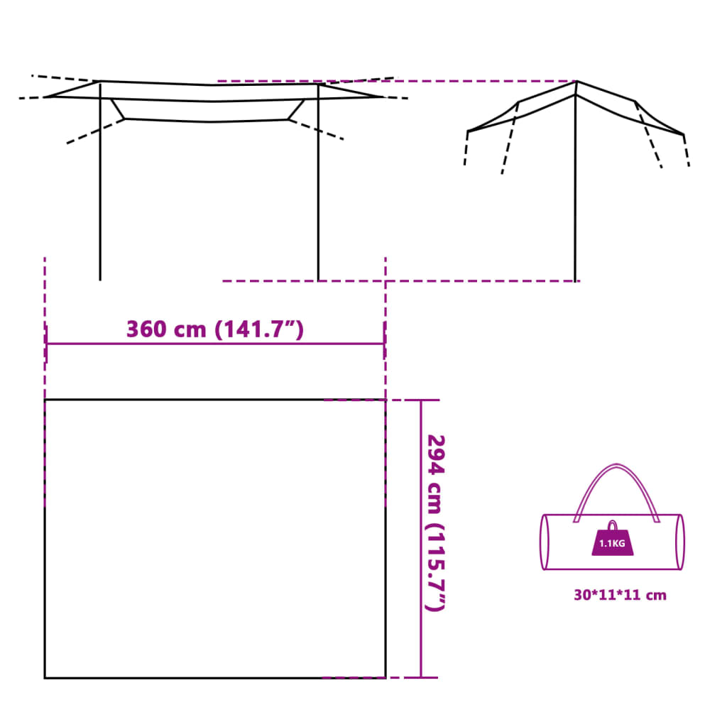 vidaXL Kempingová plachta šedá a oranžová 360 x 294 cm nepromokavá