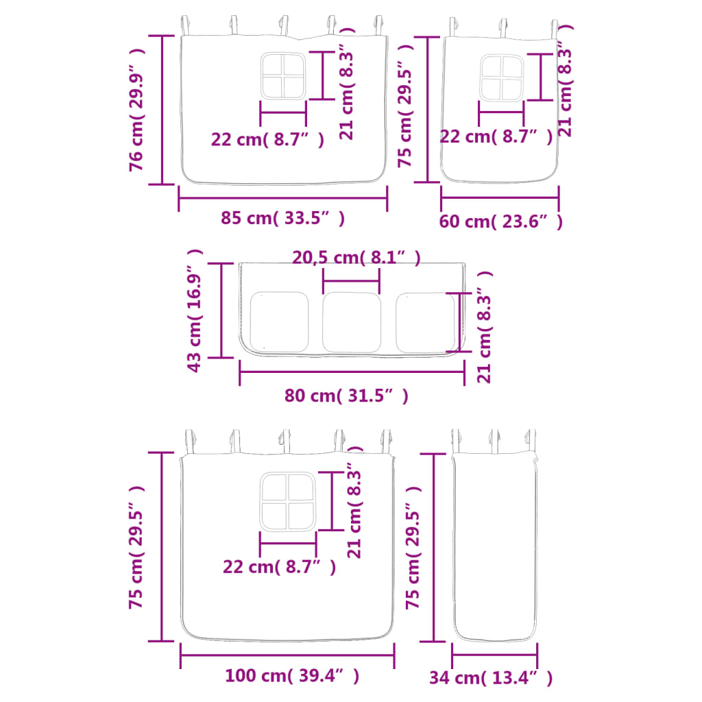 vidaXL Dětská patrová postel se závěsy růžová 80 x 200 cm borovice