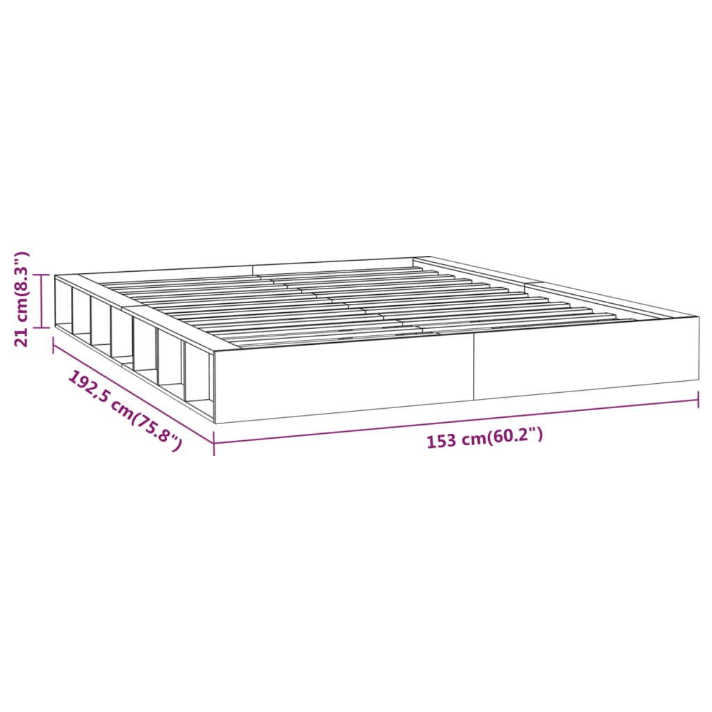 vidaXL Rám postele bílý 135 x 190 cm Double masivní dřevo