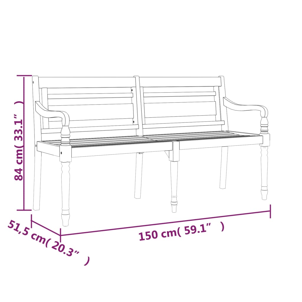 vidaXL Lavice Batavia s antracitovou poduškou 150 cm masivní teak