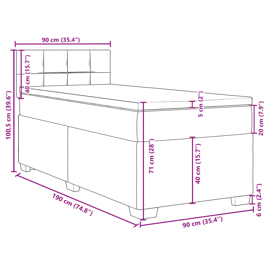 vidaXL Box spring postel s matrací černá 90x190 cm samet